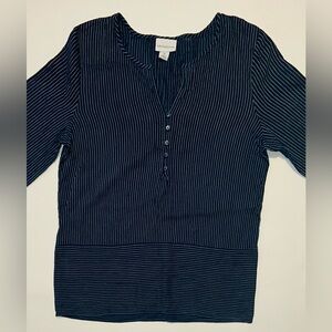 Liz Claiborne Blue and White Striped Blouse